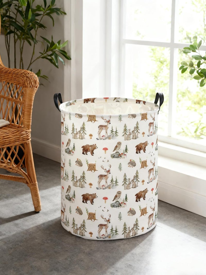 DDBASKET Kids Laundry Basket Animal Hamper for Nursery Woodland Hamper Cute Kids Storage Bin Organizer Room Decor for Home(Woodland animal) - Image 4